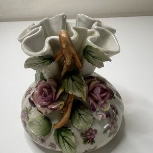 Camille Naudot Capodimonte Flower  Porcelain Vase